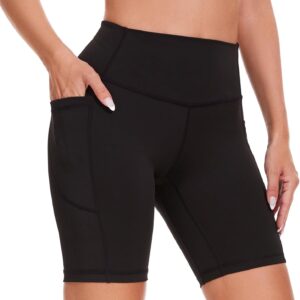 ccko High Waist Biker Shorts for Women with Pockets Workout Yoga Spandex Athletic Leggings Shorts for Gym Running
