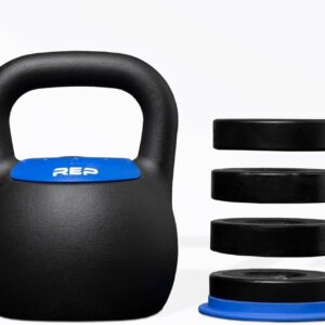 Rep Fitness Adjustable Kettlebell | Weight Set for Home Gym | Strength Training Equipment for Men & Women | Compact Steel Bell with Ergonomic Handle | 20–40 lb (9–18 kg) Variable Options