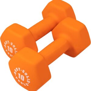 Body-Solid Tools Neoprene Dumbbell for Weight and Aerobic Strength Training, Pilates & Physical Therapy, Hand Weights for Men and Women, Commercial and Home Gym Free Weights Hex End Dumbbells