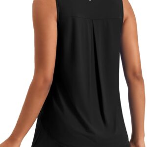 PINSPARK Women’s Workout Tank Tops Back Pleat Loose Fit Sleeveless Yoga Athletic Shirts Soft UPF 50+ Cooling Running Gym Tops
