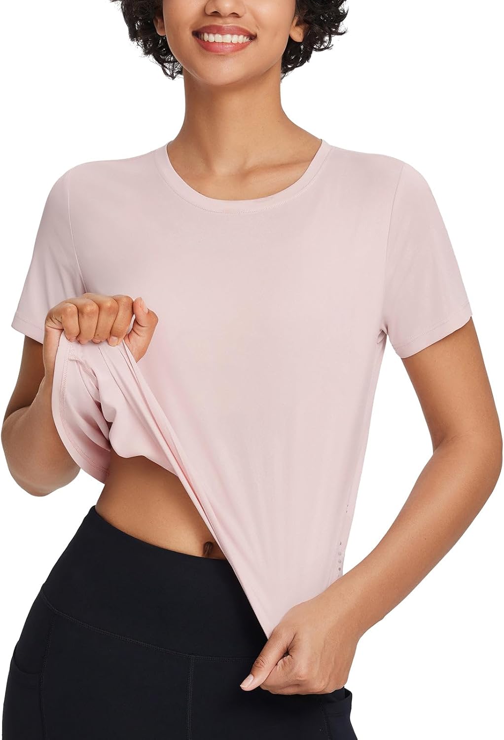 baleaf Women's Athletic Sun Shirts Short Sleeve Running Tops Workout Cropped Split Back UPF 50+ Quick Dry Lightweight - Image 2