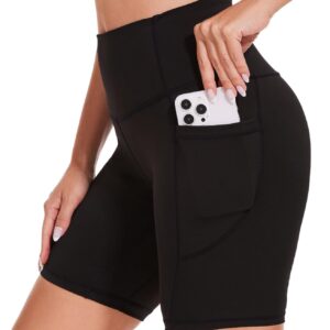 ccko High Waist Biker Shorts for Women with Pockets Workout Yoga Spandex Athletic Leggings Shorts for Gym Running
