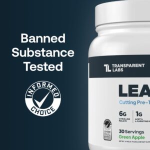 Transparent Labs Lean Pre-Workout – Body Recomposition Pre Workout for Men and Women with Acetyl L-Carnitine, Beta Alanine Powder, & PurCaf Organic Caffeine Powder – 30 Servings, Blue Raspberry