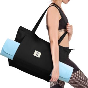 WLLWOO WLLWOO Yoga Bags for Women with Yoga Mats Bags Carrier Carryall Canvas Tote for Pilates Shoulder for Travel Office Beach Workout