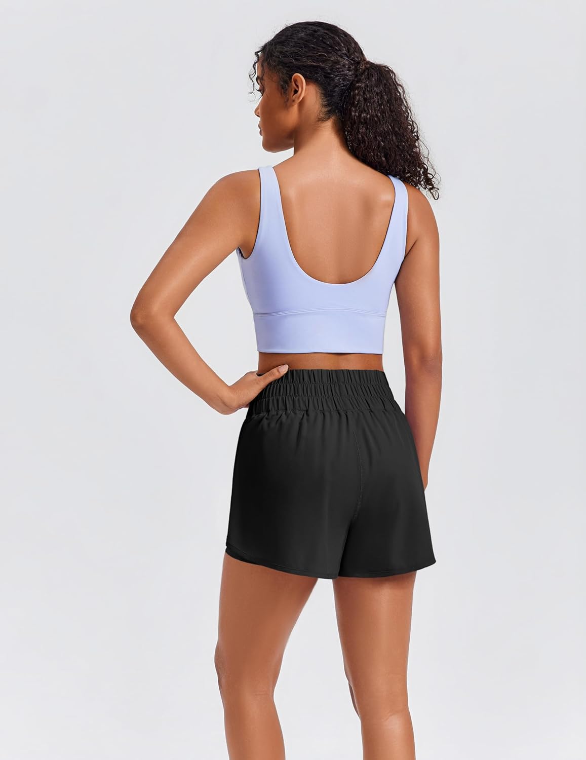 PINSPARK Women's 2 in 1 Running Shorts High-Split Athletic Short High Waisted 3" Liner Workout Gym Short with Pockets - Image 5