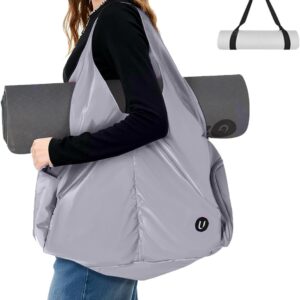 Yoga Bag for Women, Gym Tote Bag with Shoe Compartment & Wet Dry Pocket, Water Resistant Yoga Mat Bag with Adjustable Strap