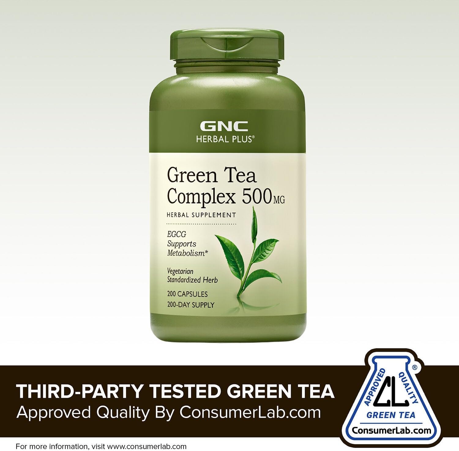 GNC Herbal Plus Green Tea Complex 500mg Supplement, Vegetarian, Supports Metabolism, 200 Servings - Image 3