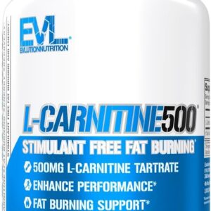 EVL L-Carnitine Supplement for Weight Loss Support – L Carnitine Tartrate for Cellular Energy Focus Endurance and Fat Burning Support – Stimulant Free Amino Acid for Fat Metabolism (120 Servings)