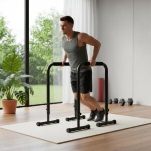 Adjustable Dip Bars Station, 440LBS Heavy Duty Dip Stand for Home Gym, Portable Dip Bar for Calisthenics & Upper Body Workout, Push Up Bars with Adjustable Height (32″-36″)