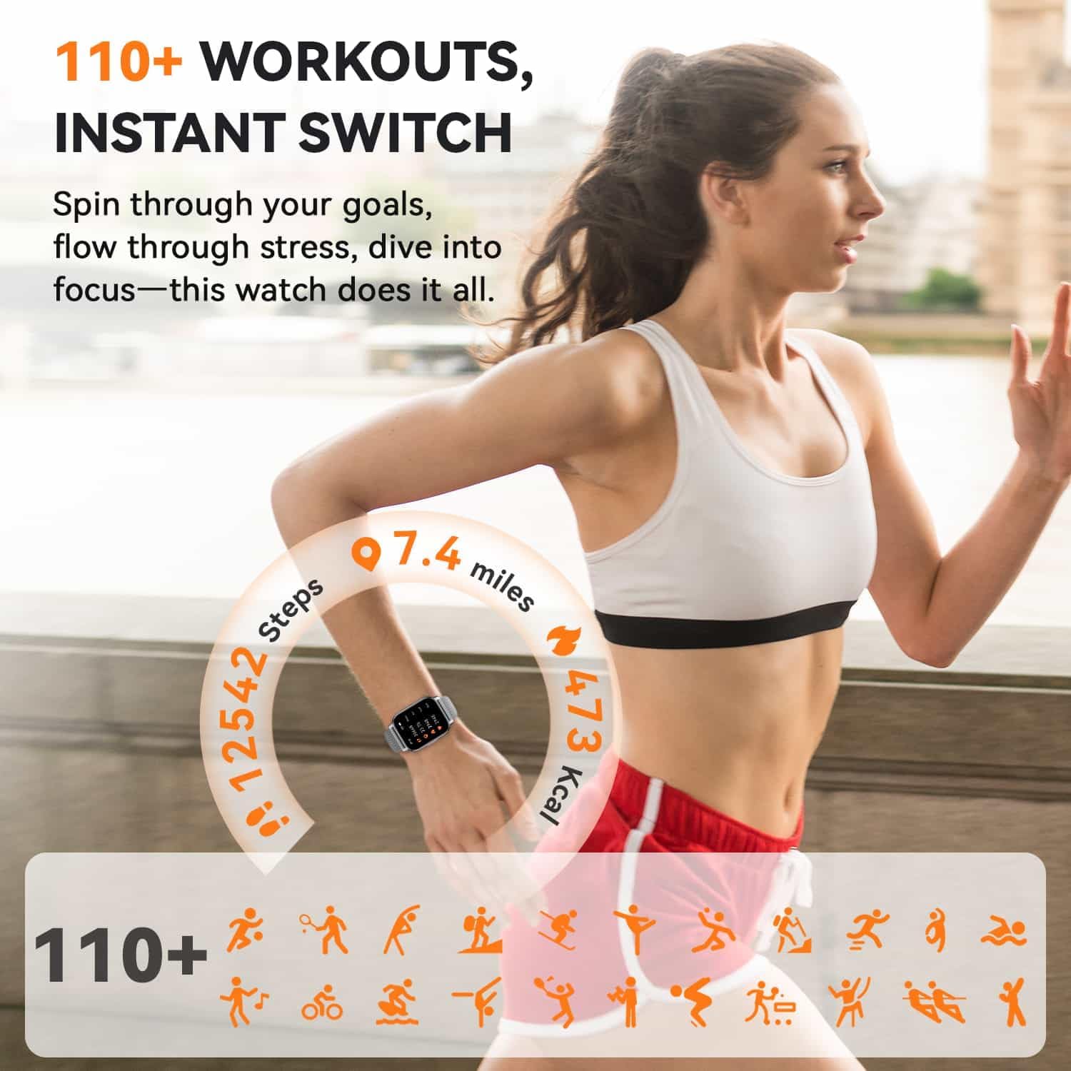 Smart Watch for Women(3 Bands), Smartwatch Fitness Tracker with Bluetooth Calls & AI Voice Control, 1.85’’ HD Screen, Heart Rate/SpO2 Monitor, Sleep Tracker, Compatible with Android iOS (Silver) - Image 3