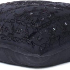 Eyes of India Embroidered Decorative Boho Throw Pillow Cover with Mirrors, Handmade Bohemian Accent Cushion Case for Sofa Couch Bedroom Living Room (Black, 16″ x 16″)