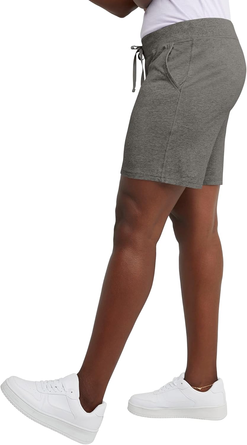 Hanes Women's Jersey Pocket Shorts, Drawstring Cotton Jersey Shorts, 7" Inseam - Image 3