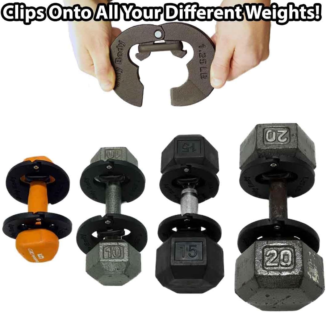 1.25 Pound Weight Clips – Adds 2.5 Total Pounds - For Dumbbells, Kettlebells, and Barbells - 1.25 Weight - Dumbbell Add Weight - Dumbbell Weight Clips - Weight Clip - Fractional Weight Plates (4 Clip Pack) - Image 5