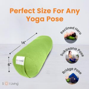 Sol Living Yoga Bolster Pillow Rectangular Meditation Cushion Cotton Meditation Accessories for Restorative Yoga Meditation Pillow Yoga Pillow Firm Body Pillow Bolster Pillow for Legs Removable Cover