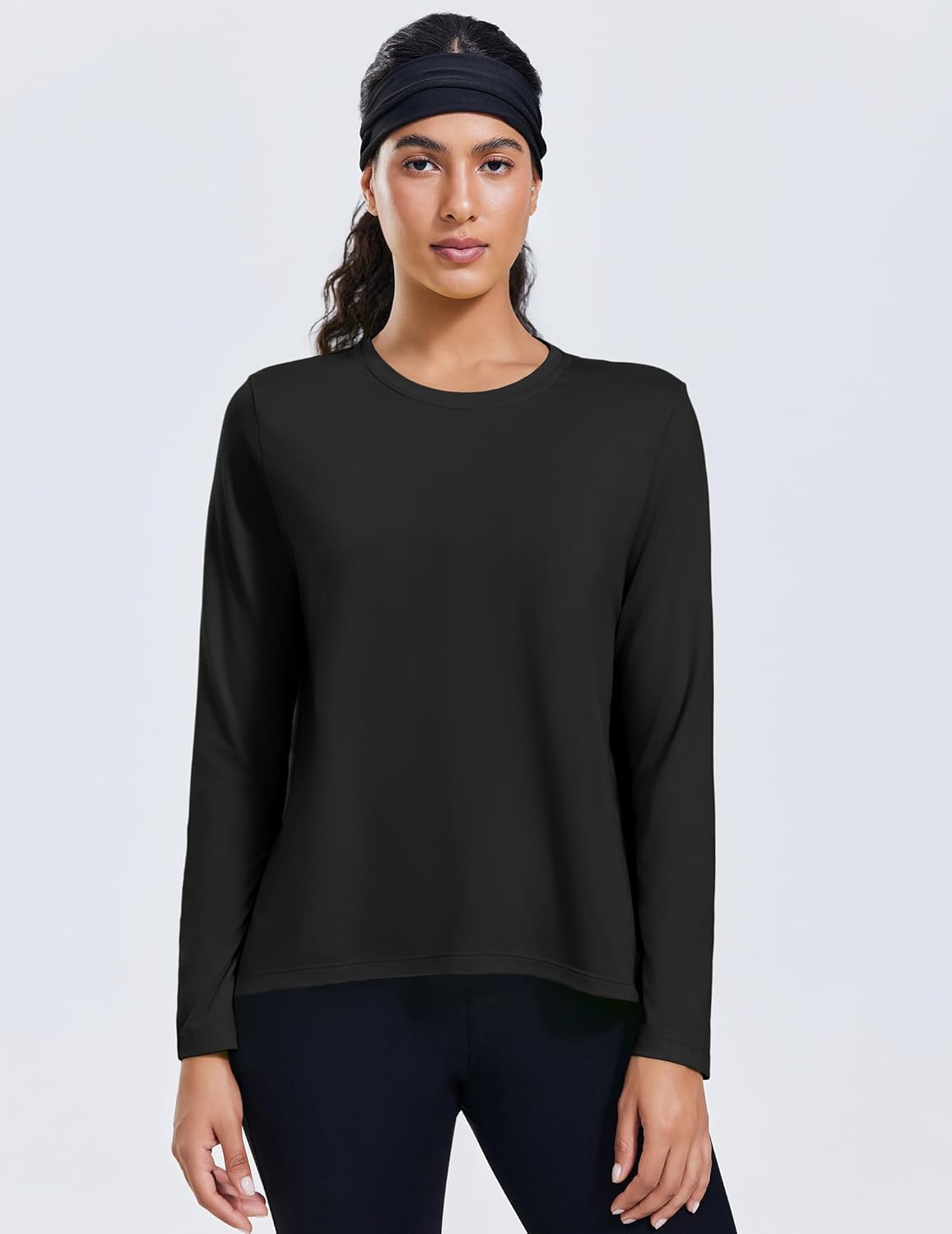 PINSPARK Workout Tops for Women Long Sleeve Athletic Shirt Soft Loose Fit Exercise Shirt with Back Pleated Pilates Yoga Tops - Image 2