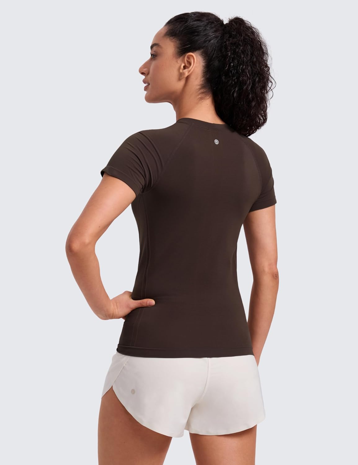 CRZ YOGA Seamless Workout Tops for Women Hip Length - Athletic Running Gym Yoga Short Sleeve Shirts Breathable Crewneck Tees - Image 2