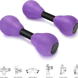 Aquatic Dumbells,2Pcs Foam Water Weights Aerobic Exercise Fitness Equipment Dumbbells, Pool Resistance Swimming Training for Adults/Kids/Men/Women Weight Loss, Beginner Swimming Training, Purple