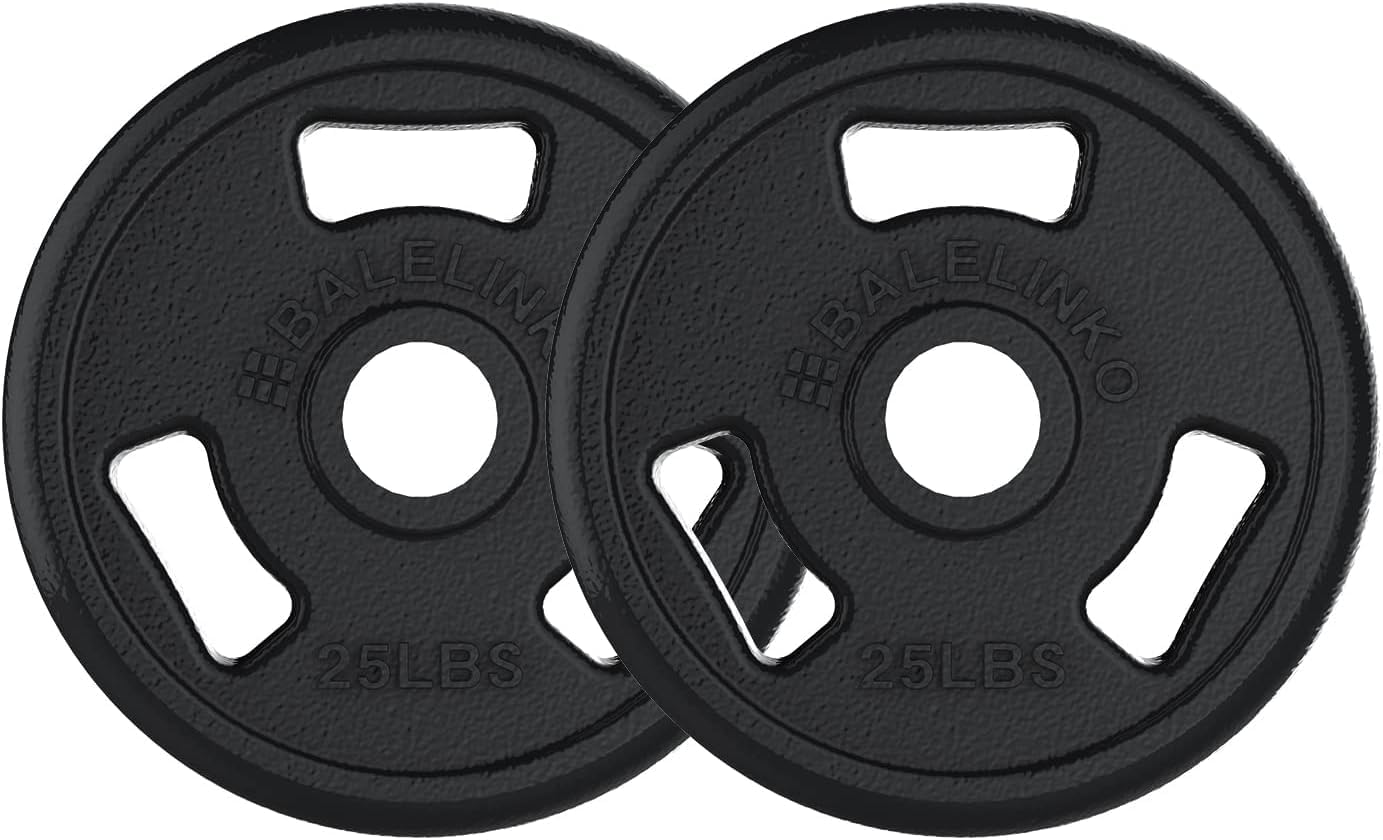 Balelinko Cast Iron 2-Inch Olympic Grip Plate Weight Plate for Strength Training, Weightlifting and Crossfit