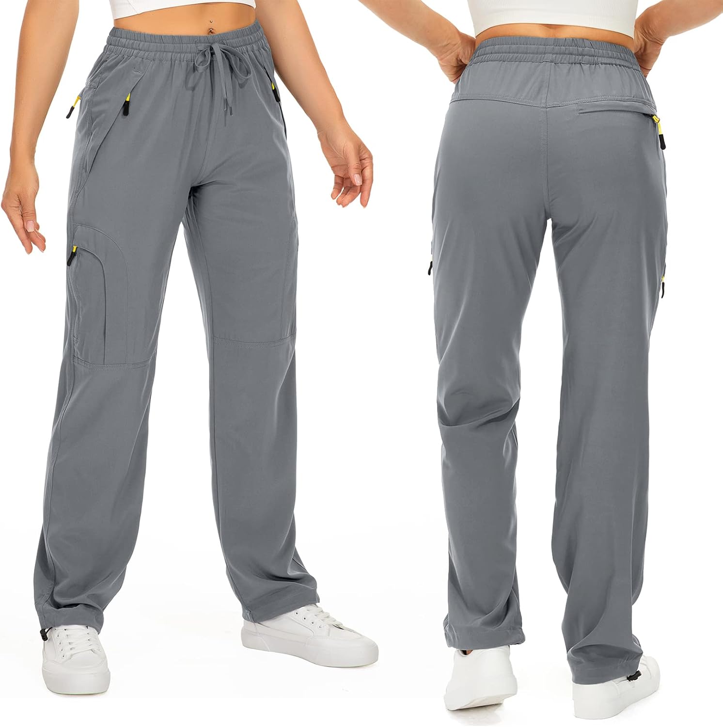 Womens Hiking Pants Quick Dry UPF 50 Lightweight Travel Golf Cargo Safari Pants Zipper Pockets - Image 2