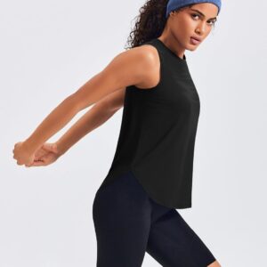 PINSPARK Women’s Workout Tank Tops Back Pleat Loose Fit Sleeveless Yoga Athletic Shirts Soft UPF 50+ Cooling Running Gym Tops
