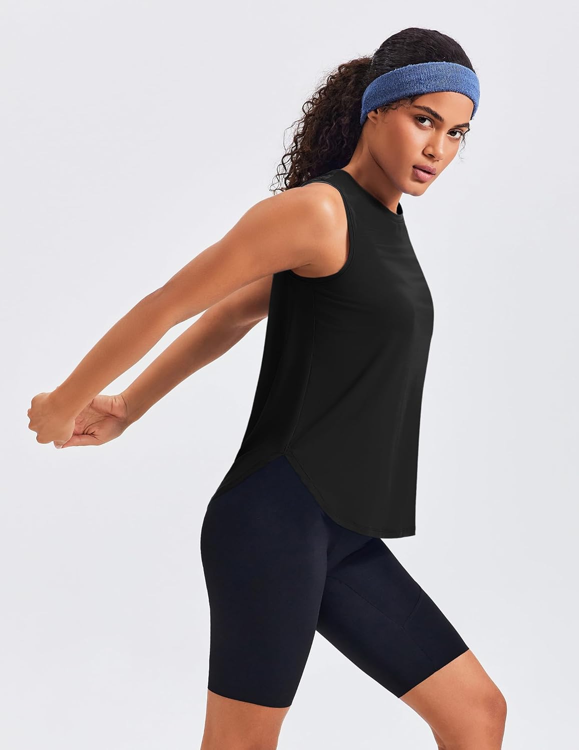 PINSPARK Women's Workout Tank Tops Back Pleat Loose Fit Sleeveless Yoga Athletic Shirts Soft UPF 50+ Cooling Running Gym Tops - Image 2