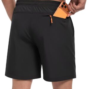 Men’s 7″ Athletic Gym Shorts with Zipper Pockets Lightweight Quick Dry Shorts for Mens Running Basketball Workout