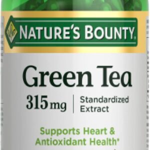 Nature’s Bounty Green Tea Pills and Herbal Health Supplement, Supports Heart and Antioxidant Health, 315mg, 100 Capsules