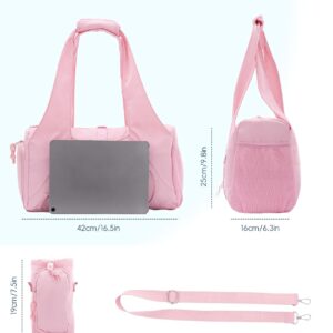 Oweisong Gym Bag for Women Sports Duffel Bag Lightweight Yoga Tote Travel Carry On Handbag with Shoes Compartment