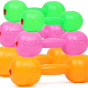 Kids Plastic Weight Set Dumbbells Set for toddlers | Barbell Fitness Exercise Equipment for Home Gym Workout (Set of 6 pcs)