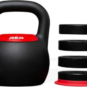 Rep Fitness Adjustable Kettlebell | Weight Set for Home Gym | Strength Training Equipment for Men & Women | Compact Steel Bell with Ergonomic Handle | 20–40 lb (9–18 kg) Variable Options