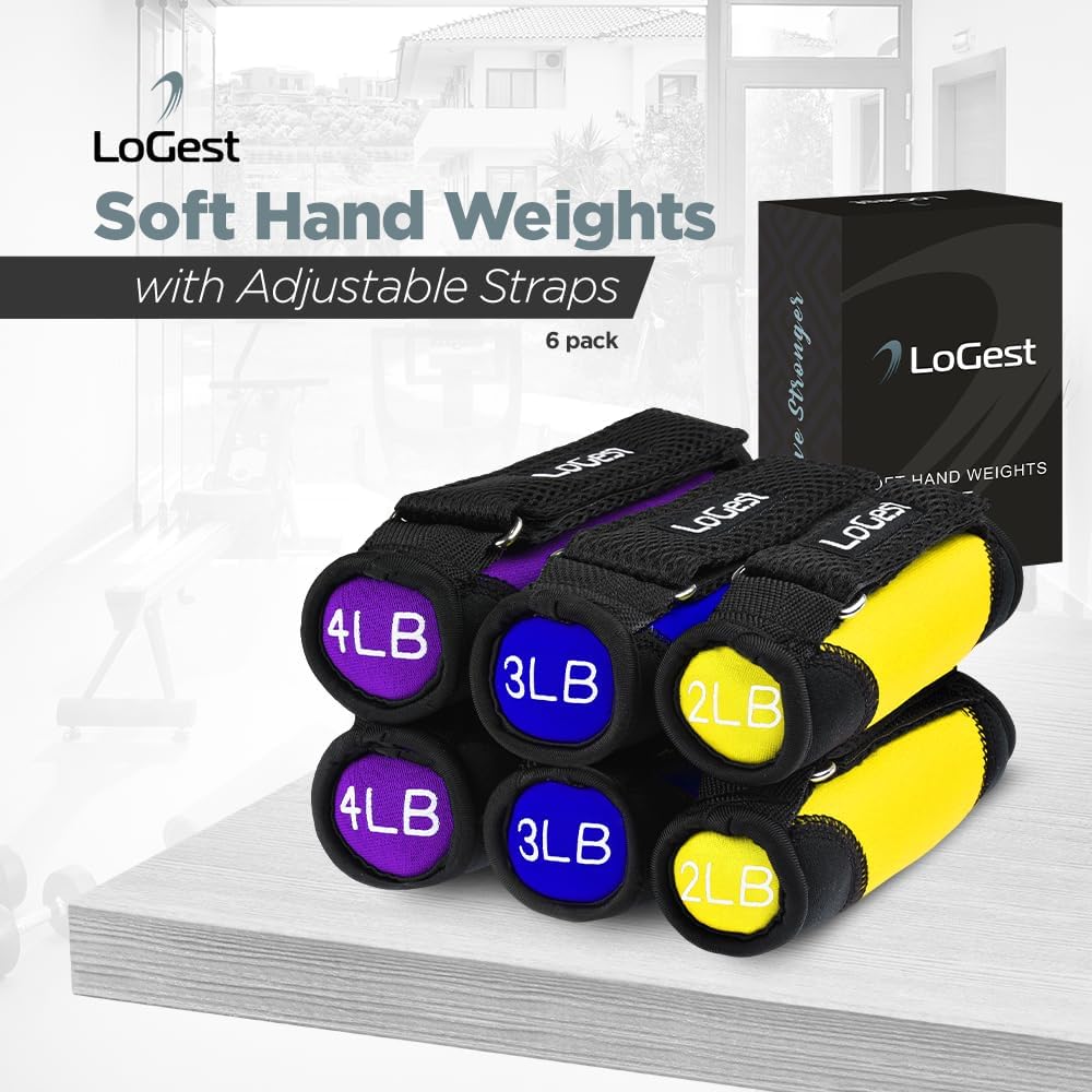 Logest Soft Hand Weights - Adjustable Neoprene Dumbbells (1LB, 2LB, 3LB, 4LB) - Red, Yellow, Blue, Purple - Velcro Straps - Weight Training, Walking, Jogging, Aerobics, Yoga - Image 7