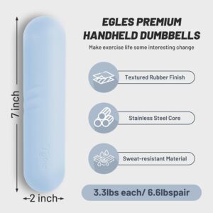 Egles Dumbbell Weight Bars for Women & Men, Set of 2 (3.3 LB | 6.6 LB Pair) -Hand Weights for Walking, Strength Training, Yoga, Pilates, Non-Slip Weights, Portable Strength Training