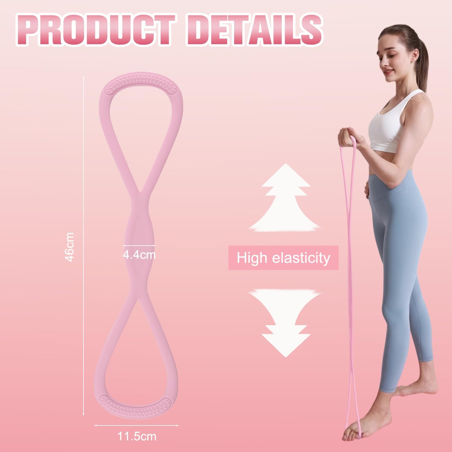 Figure 8 Resistance Band for Women Men, Non‑Slip Handles Exercise Band, Home Gym Fitness Equipment for Yoga, Pilates, Stretching & Physical Therapy (25 lbs) - Image 6