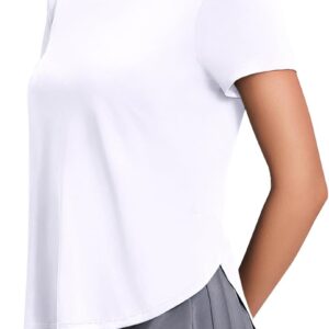 PINSPARK Workout Tops for Women UPF 50+ Yoga Shirts Short Sleeve Athletic Tops with Side Slits Running Gym Tee Top Loose Fit
