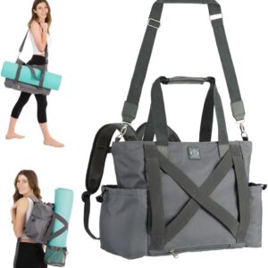 Yoga Mat Tote Bag with Backpack Straps – Water-Resistant, Durable, with Pockets for Thick & Extra-Large Mats – Yoga Carrier for Women & Men Ideal for Gym, Pilates, and Travel