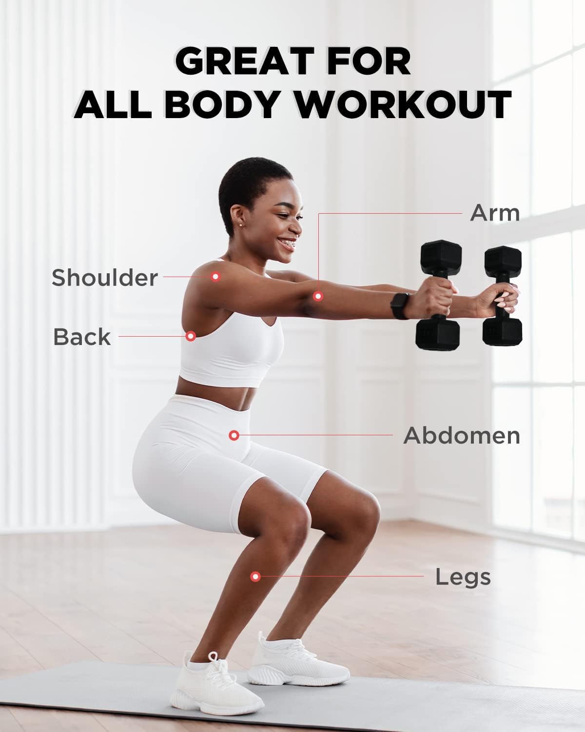 Dumbbell Sets - 5/10/15/20/25/36 lb Dumbbells Pair Hand Weights Set of 2 - Easy Grip - Arm Weights for Men and Women, Home Gym Exercise Equipment for Workouts Fitness Strength Training - Image 5