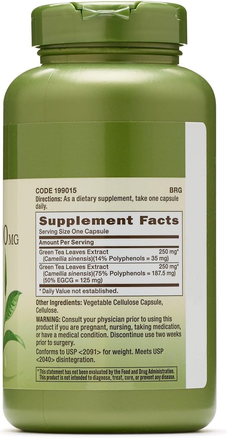GNC Herbal Plus Green Tea Complex 500mg Supplement, Vegetarian, Supports Metabolism, 200 Servings - Image 2