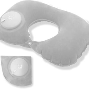 Lewis N. Clark Original Neckrest Inflatable Pillow, Waterproof Neck Pillow for Neck Support at the Beach, Pool + Airport Travel with Fully Adjustable Firmness and Included Carrying Pouch, Grey