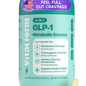 GLP-1 Metabolic Support Supplement – 4-in-1 Formula for Appetite Control, Cravings, Digestion, Energy & Weight Management – With GlucoVantage®, Berberine, Inulin & EGCG – Vegan Capsules