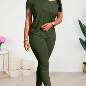 Lounge Sets for Women 2 Piece Summer Casual Jogger Workout Outfits Short Tops Long Pant Sweat suit leggings set