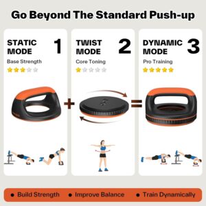 Sportneer Rotating Push Up Bar – 360° Handles with Detachable Waist Twister, Heavy Duty Home Gym Equipment for Men & Women, Wrist Pain Relief, Non-Slip Design Supports 300lbs