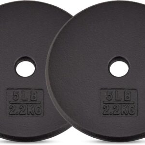 Yes4All Standard 1″ Cast Iron Weight Plate – Ideal for Strength Training – Multiple Weight: 5LB to 25LB (Single & Set of 4)