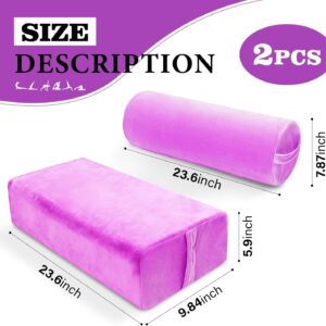 JZHLLA 2 PCS Yoga Bolster Pillow Set Washable Velvet Cover Meditation Bolster with High Density Foam and Carry Handle Rectangular and Cylinder Bolsters for Restorative Yoga