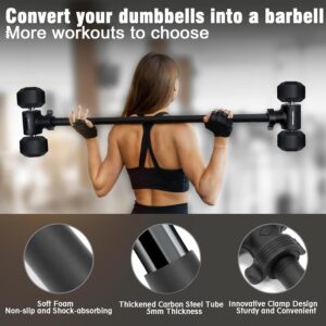 Upgraded Dumbbell Barbell Converter Bar – Transform Dumbbells into Barbell, Adjustable Weights, Up to 200 lbs, Suitable for Home Gym Fitness