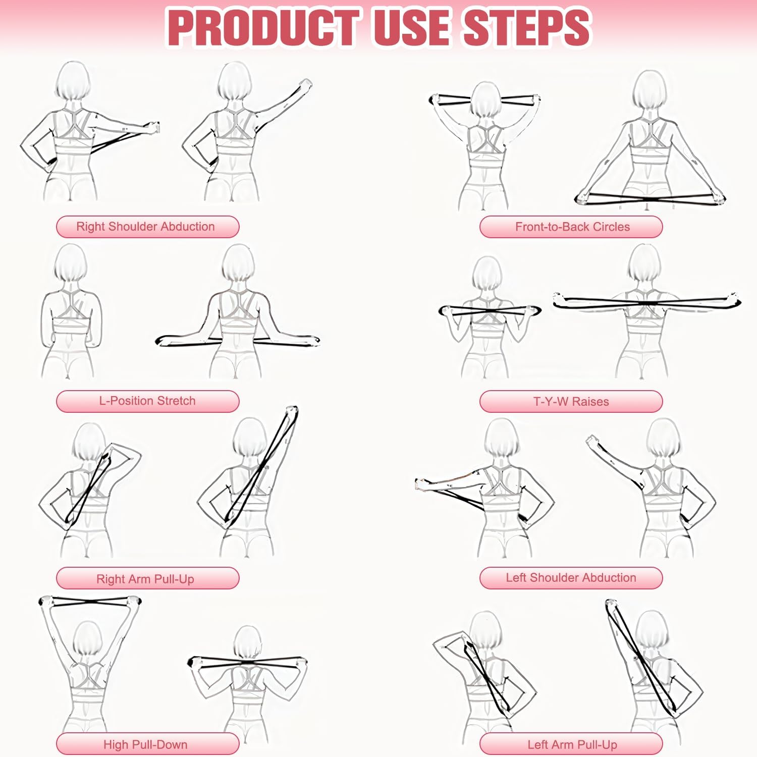 Figure 8 Resistance Band for Women Men, Non‑Slip Handles Exercise Band, Home Gym Fitness Equipment for Yoga, Pilates, Stretching & Physical Therapy (25 lbs) - Image 7