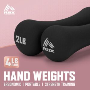 RBX 4LB Hand Weights (2LB each), Neoprene Hand Weights for Home Workouts, Cardio & Strength Training, Home Gym Equipment