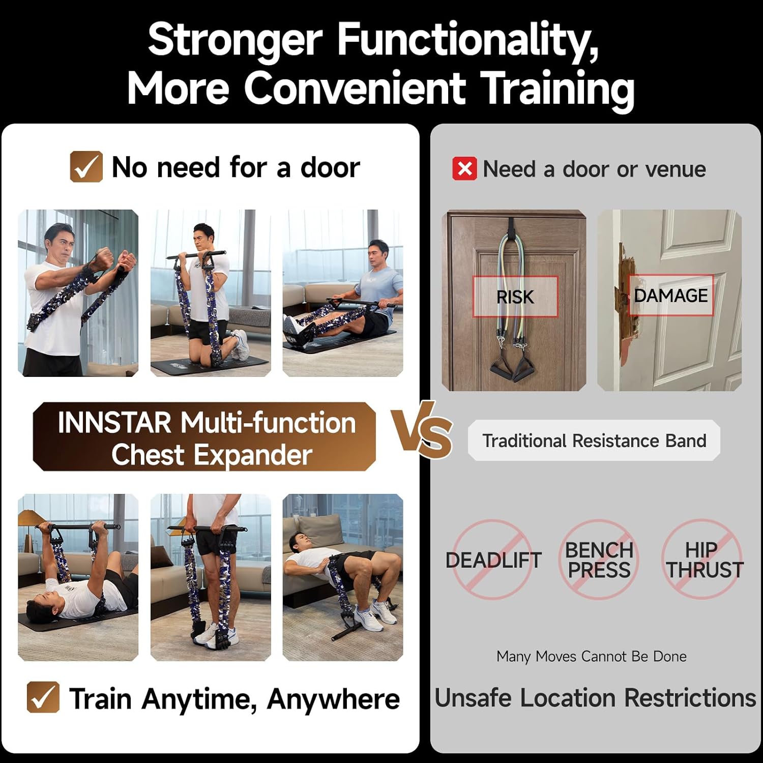 Innstar Multi-Function Resistance Bands for Working Out, Push Up Exercise Bands Resistance Bands Set for Bench Press Gym Equipment, Home Workout, Travel Portable - Image 5