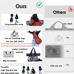 Yoga Bag for Women, Gym Tote Bag with Shoe Compartment & Wet Dry Pocket, Water Resistant Yoga Mat Bag with Adjustable Strap