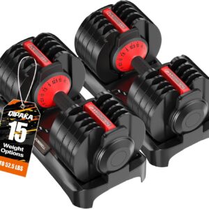Adjustable Dumbbells Set, 10 in 1/15 in 1 Free Adjustable Weights Dumbbells Set, 25/55/52.5lbs Weights Set with Anti-Slip Handle, Fast Adjust Equipment Compact for Home Gym Strength Training