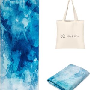 Travel Yoga Mat, Non Slip Exercise Suede Mat with Carry Bag, All-Purpose Fitness Mat with High Density Anti-Tear Surface for Women, Ideal for Pilates Workout (72” x 24” x 1.5mm Thick)